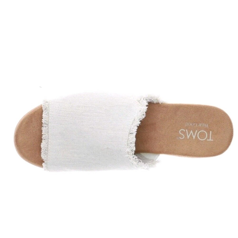 TOMS Diana Mule Platform Wedge Denim White Casual Sandals Womens Size 11 NIB - Picture 5 of 12